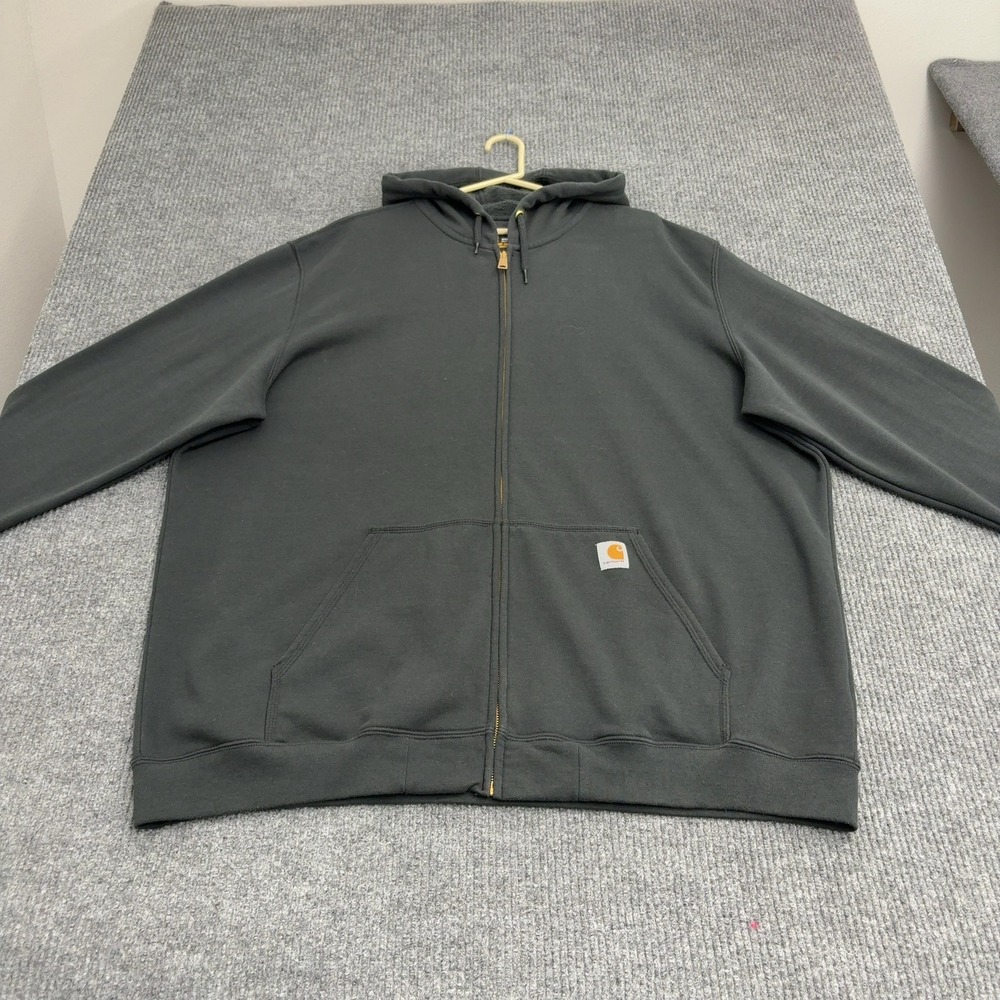 Carhartt Hoodie Mens 3XL Tall Gray Cotton Full Zip Original Fit Workwear Street